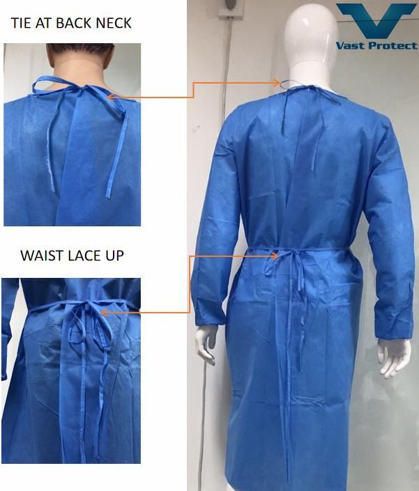 AAMI SMS Waterproof Breathable Comfortable Healthcare Protective Dispozable Isolation Gown