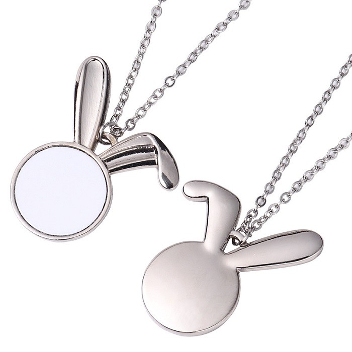 Sublimation Rabbit Pendant Necklace Sublimation Bunny Necklace Personalized Easter Gifts
