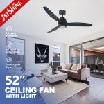 Remote Control 220V 50HZ 5 Speed LED Ceiling Fan With 3 Wood Blades