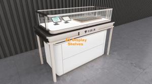 Quality Anti Collision Curved Glass Jewelry Cabinet Golden Layered Jewelry Stands wholesale