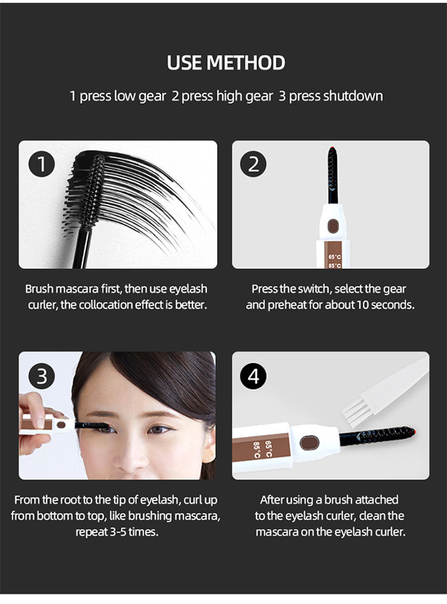 Black White Cured Comb 85 Degree 10 S Heated Lash Curler