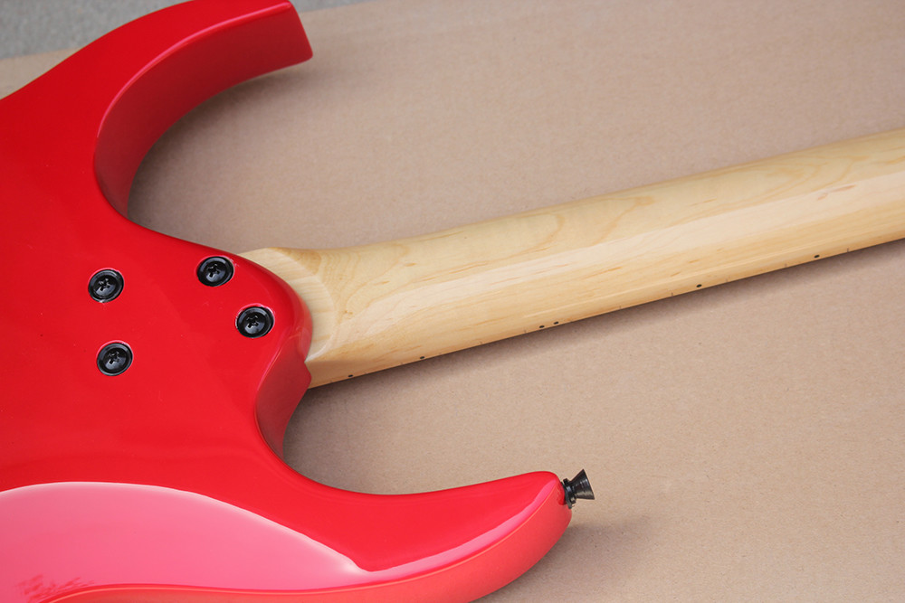 Factory Custom Red Body Electric Guitar with Floyd Rose,HSH Pickups,Black Dots Fret Inlay,Black Hardwares