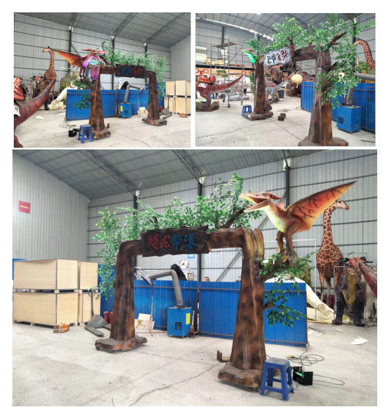 Tree Door Dinosaur Tribe For Theme Park With Rgb Light