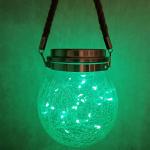 Crackle LED Solar Lights Patio Glass Hanging Lights Wishing Christmas Mason Jar