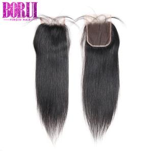 Quality Natrual Parting Brazilian Human Hair , Straight Lace Closure With Baby Hair wholesale