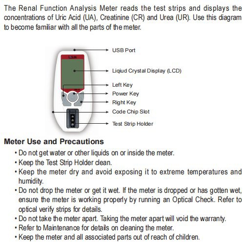 Renal Function UR CR UA Test Meter