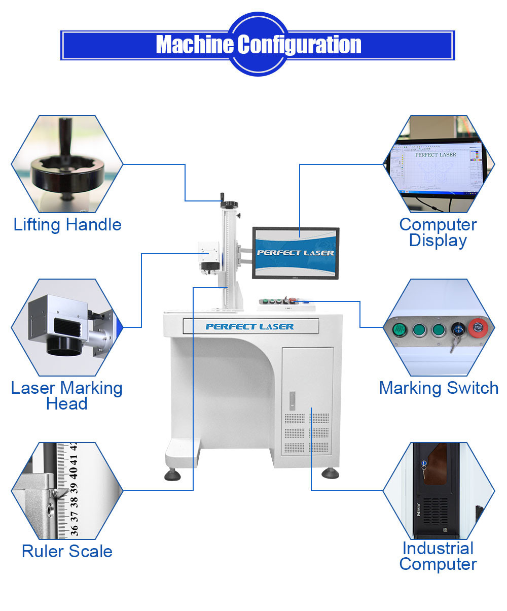 Stainless Steel Fiber Laser Engraving Machine Air Cooling 20W 30W 60W With PC