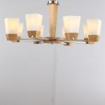 8 heads oak wooden ceiling lighting pendant lamp with glass lampshade for living