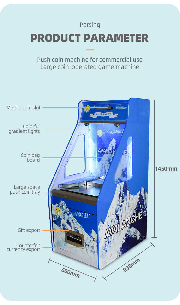 Single Push Arcade Prize Coin Pusher Coin Machine Bonus Hole For Indoor Game Center