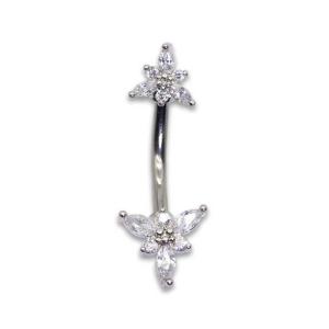 Quality Flower Double Belly Button Piercing Jewelry 12mm 316 Stainless Steel wholesale