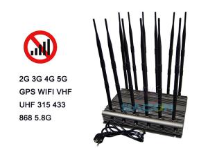 Quality Infrared Remote Control 5G Signal Jammer Blocker 80w Powerful 12 Antennas 2G 3G 4G wholesale