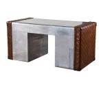 Leather Vintage Table And Aviator Aluminum Office Desk With Drawers