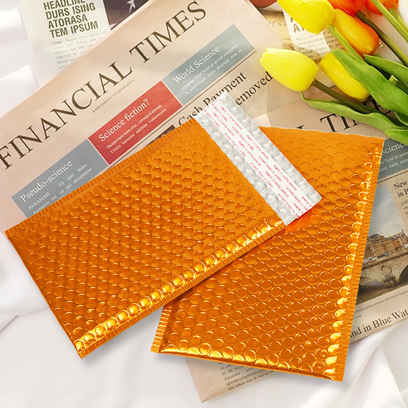Orange Aluminized Film Bubble Bags Customizable Sparkle Offset Printed Shockproof