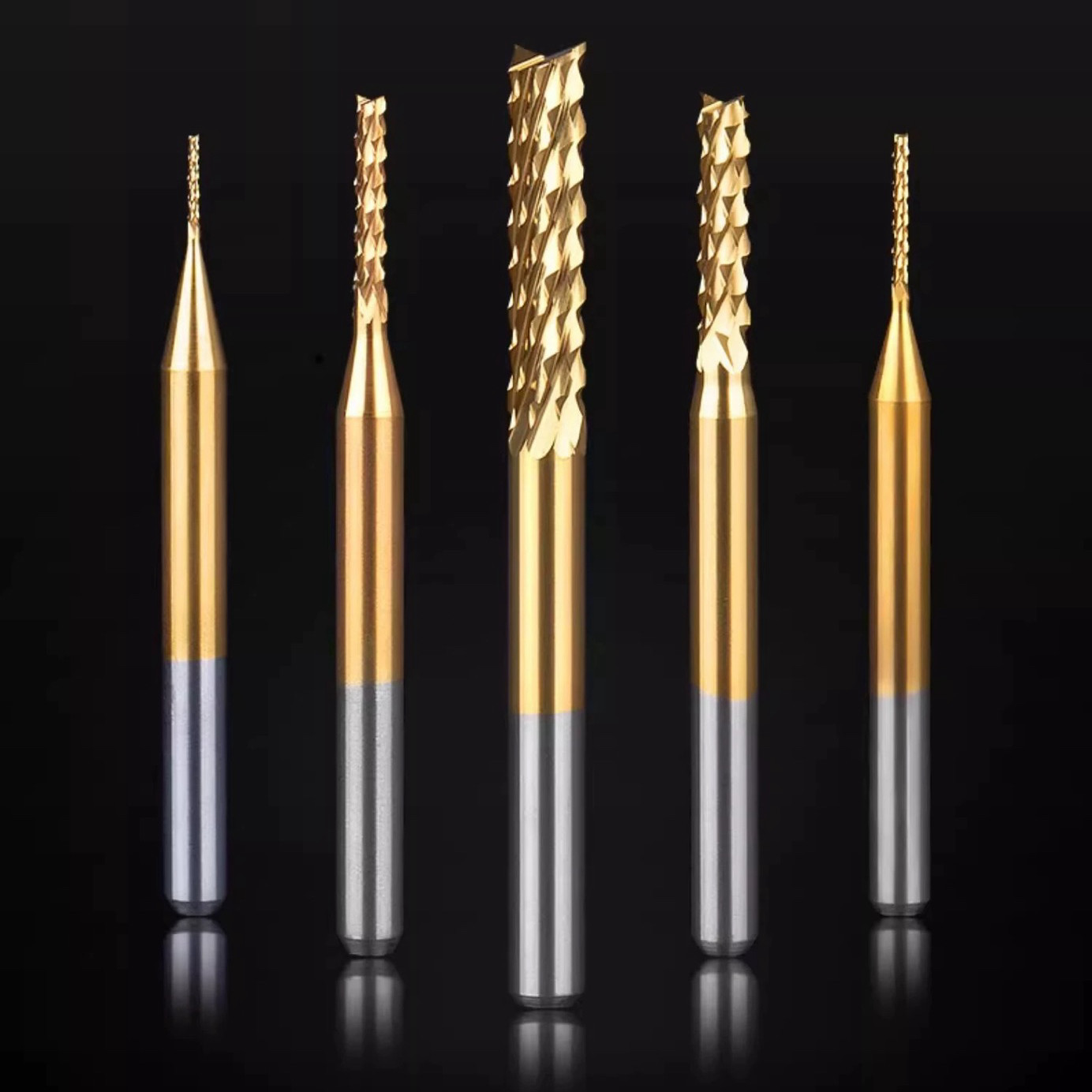 TiN Coated PCB Corn Milling Cutter Tungsten Steel Alloy Carbide Corn Shaped End Mill