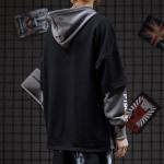 ODM Fake Two Piece Punk Men Cool Hoodies Anti Pilling 80% Cotton 20% Polyester