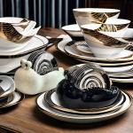 Embossed Disposable Soup Serving Dish in English Style Porcelain for 6 People