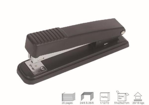 High Quality No.603 For 24/6 26/6 Staples 20 Sheets Paper Capacity Black Metal