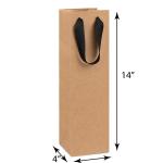 Recyclable Brown Kraft Corrugated Box with Ribbon handle for Wine bottles 14X4X4