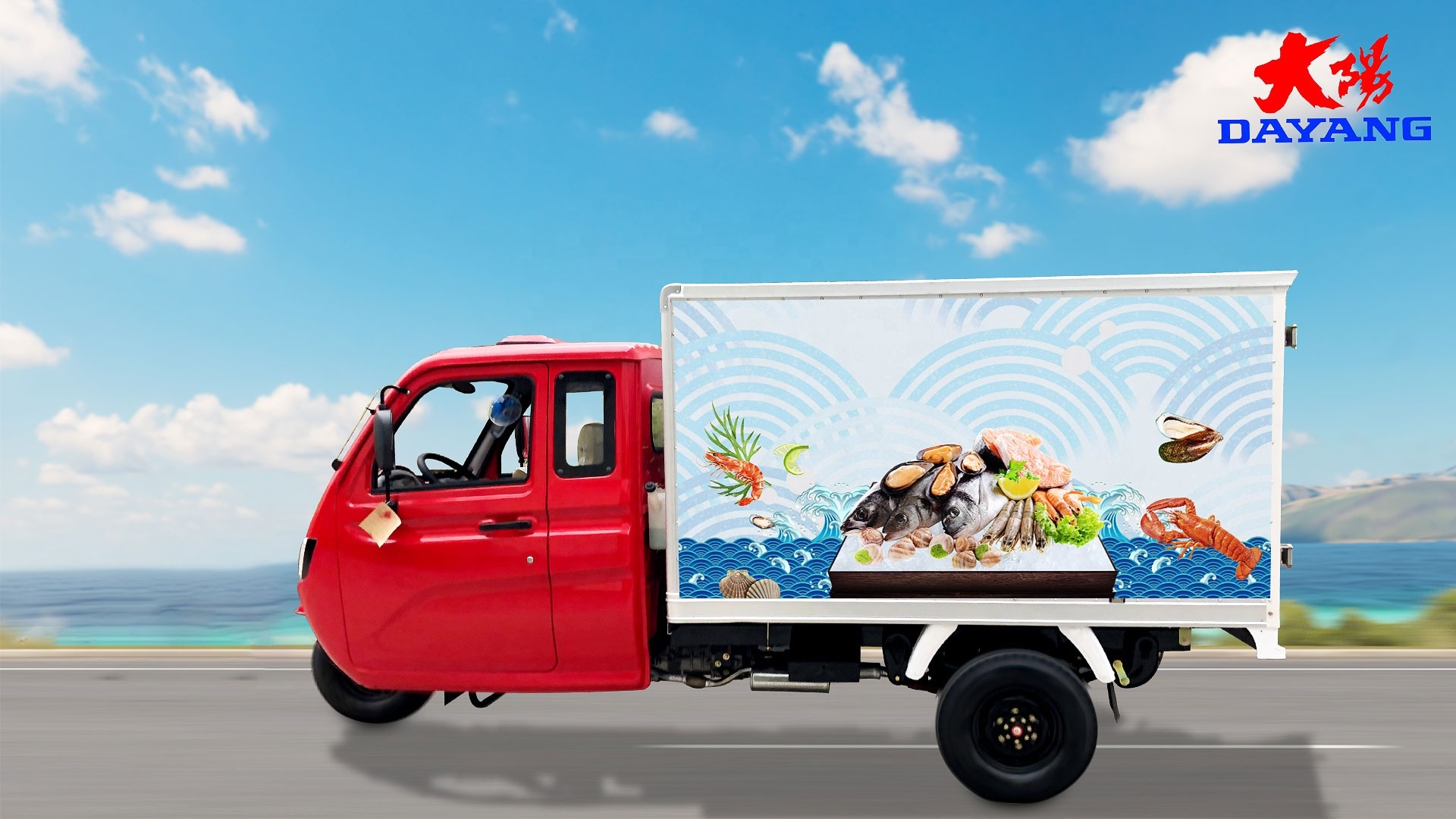 Single Cylinder Electric Cargo Tricycle with Water Cooling and Maximum Speed ≥70Km/h