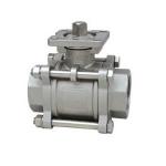 3 PC Threaded Stainless Steel Ball Valves , ISO 5211 Investment Casting Ball