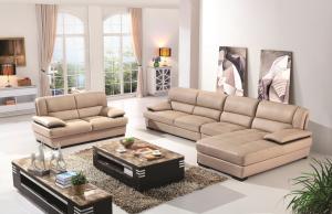 Quality modern home geniune leather corner sofa furniture wholesale