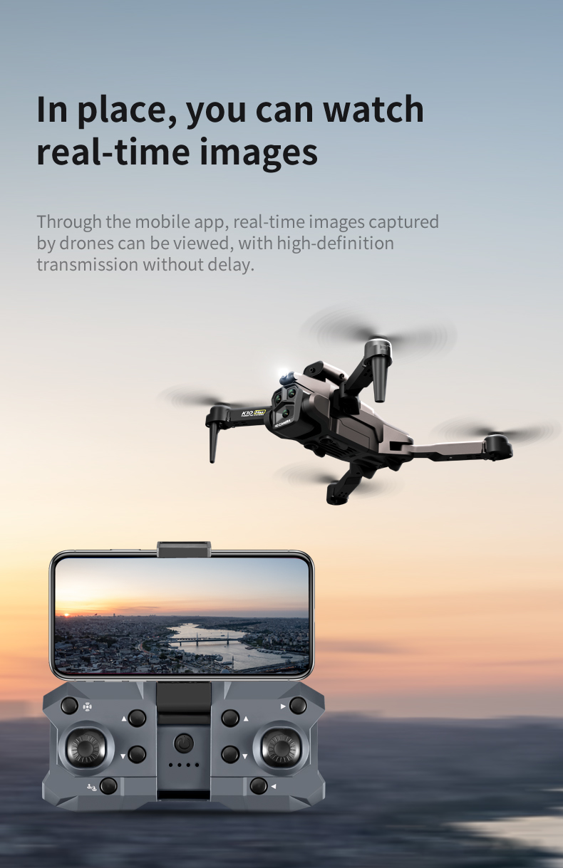 K10 Max Obstacle Avoidance Drone 4K Ultra HD Camera 2.4G RC Quadcopter Four-way Optical Flow Mini Foldable K10 Fpv Drones