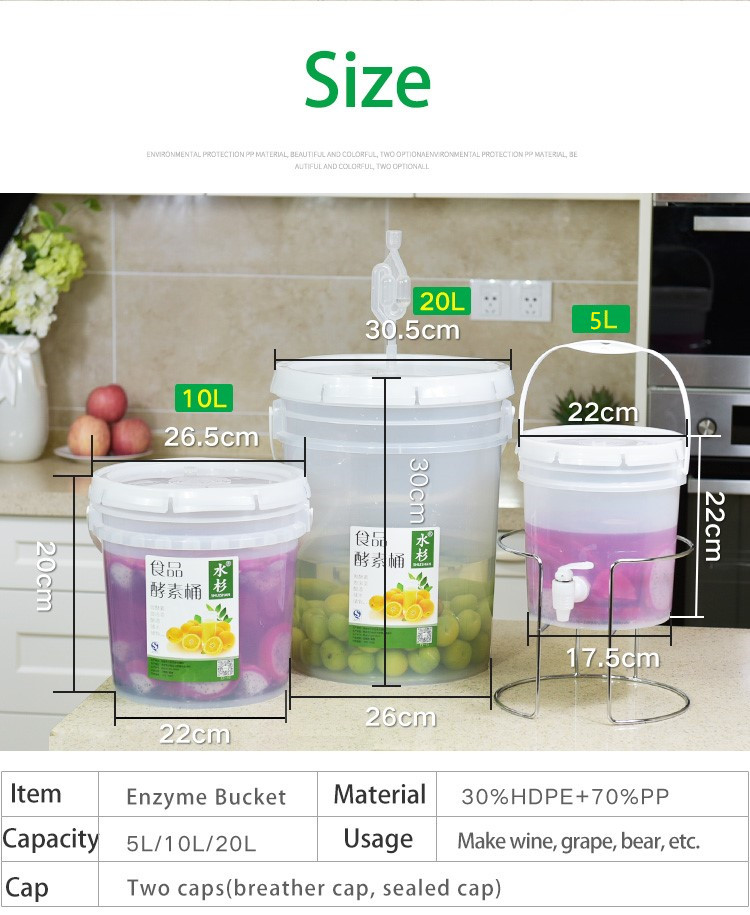 5L 10L 20L Translucent Fermentation Bucket for Household Processing Types Beer