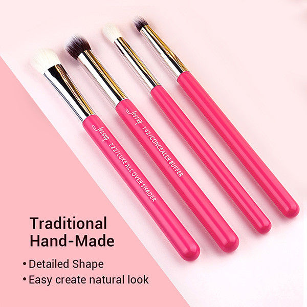 Jessup 15pcs Rose-carmin/Silver Eye Makeup Brush Set Wood Handle Cosmetic Makeup Brush Set T197