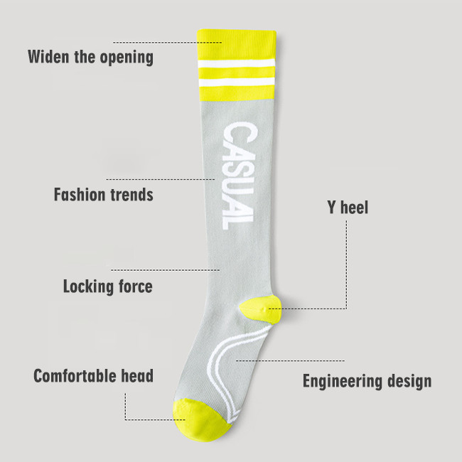Breathable Compression Running Socks Cotton / Nylon Athletic Compression Stockings