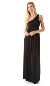 Quality One Shoulder Black Jersey Dress , Cotton Ladies Ankle Maxi Dress wholesale
