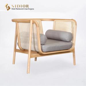 Quality Single Seater Wood Rattan Modern Upholstered Sofa Southeast Asian Style W72cm wholesale