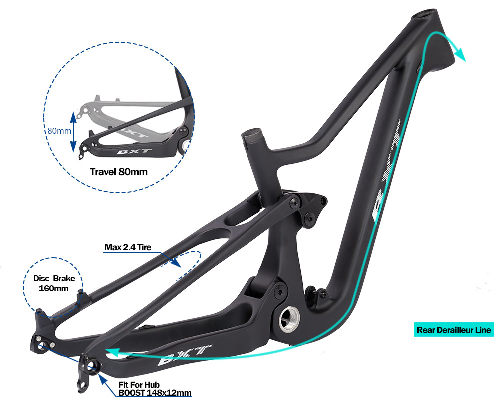 XC Carbon Full Suspension Frame 24 Kids Bicycle Enduro Mtb Frame