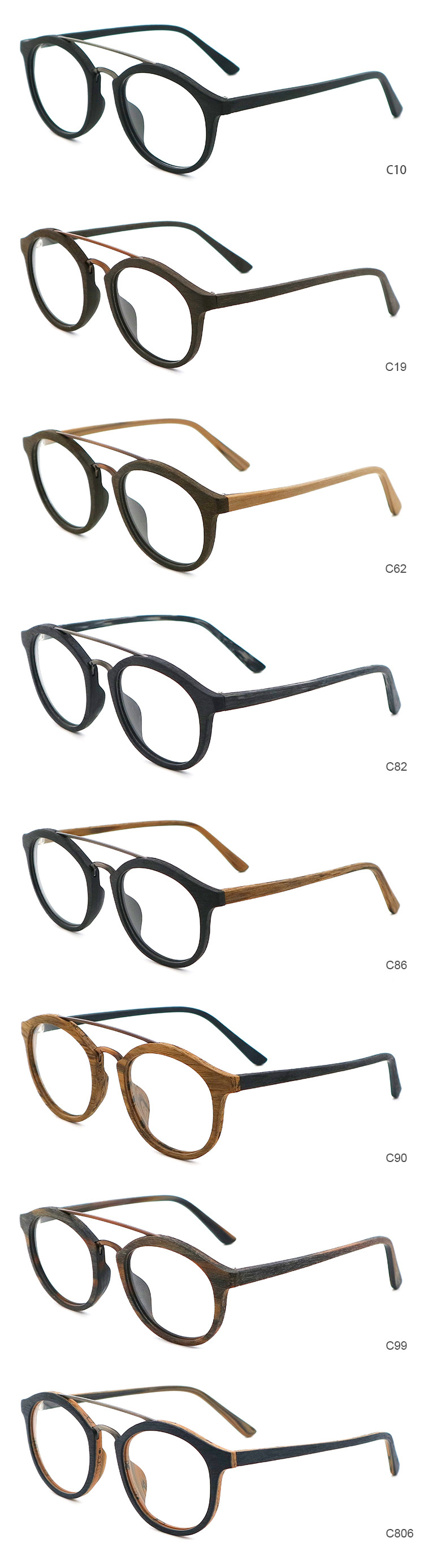 Elliptic Frame Stylish Wood Copy Acetate Glasses Frame MR 098.2