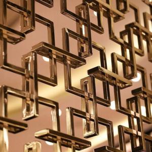 Quality Stainless Steel 3D Expansion bolt Pattern Gold Room Partition Wall Divider Panel wholesale