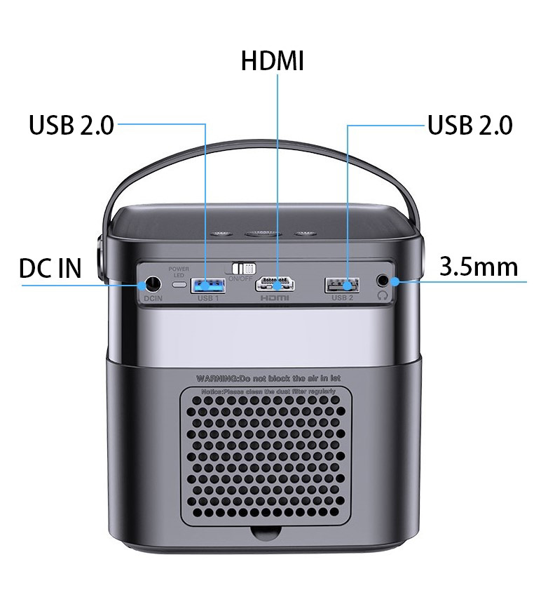 Android Portable 4K LED DLP Smart Projector Large Capacity Battery