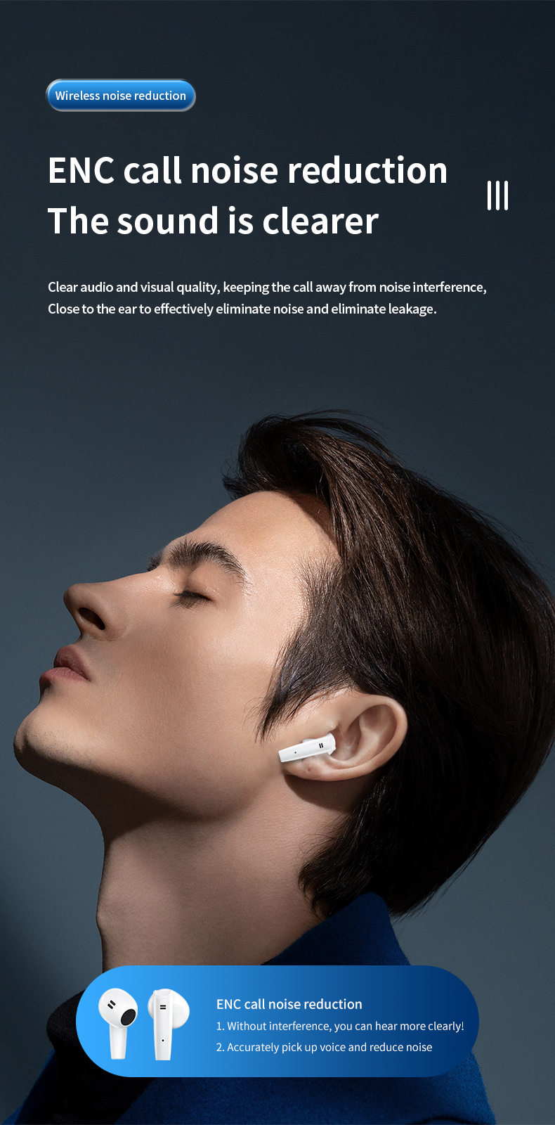 TWS 5.3 Wireless Earbuds In-Ear Headphone with Strong Bass Smart Touch Noise Cancelling