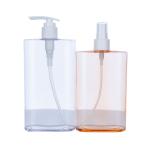 500ml Orange rectangle smooth with white pump for shampoo lotion bottle