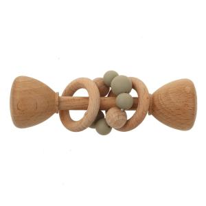 Quality Rabbit 5.12in Beech Wood Teether Natural Wooden Bunny Teether wholesale