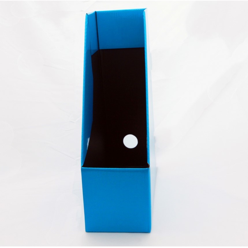 Corrugated Collapsibile EN71 Flat 340mm Desktop File Storage Organiser Blue Glossy Lamination