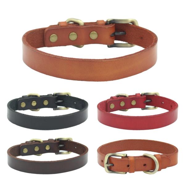 Personalized Pet Collars Genuine Leather Dog Collar Adjustable Fashion Leather