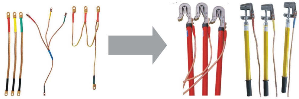 High voltage grounding stick with upto 500kv ground wire