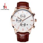 Fitness Stainless Steel Leather Watch Five Hands Water Proof 3 ATM