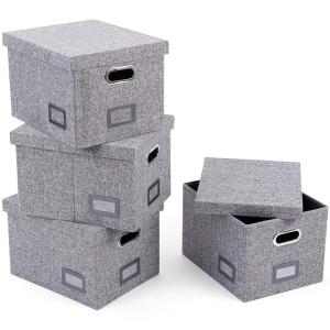 Quality Collapsible File 210D Oxford Fabric 100% Linen Storage Boxes Grey OEM wholesale