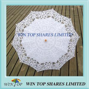 Quality Chinese wooden needlework white cotton parasol wholesale