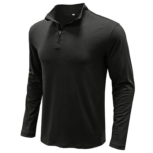 OEM maufactory Autumn Winter European American Stand Up Collar Solid Color POLO Men'S Long Sleeve