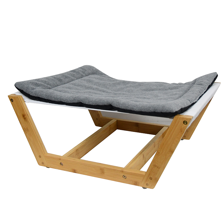 OEM Bamboo Pet Beds Long Faux Fur Dog Bed Frame Wood