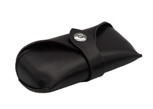 Quality Nubuck Black Leather Glasses Case , Belt Buckle Leather Eyeglass Pouch wholesale