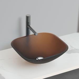 Quality Countertop Mounted Bathroom Wash Basins In Acid Matt Gold Tea Color wholesale