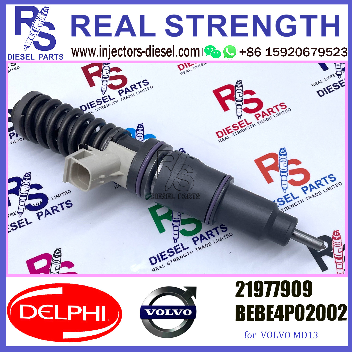 DELPHI 4pin injector 21977909 Diesel pump Injector V-O-L-V 21977909 BEBE4P02002 E3.27 for V-O-L-V MD13 EURO 6 LR