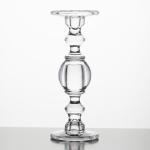Large Pillar Taper Clear Color Glass Candle Holder Pressed 11.8 Inch Tall